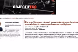 L'article analysant les perspectives de la coopération économique entre le Vietnam et l'Europe, publié le 2 juillet sur le site d'information économique français Objectif Eco. Photo: VNA