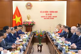 Le 13 janvier, à Hanoï, le ministre du Travail, des Invalides et des Affaires sociales, Dao Ngoc Dung, s'est entretenu avec le ministre finlandais des Affaires économiques et de l'Emploi, Arto Olavi Satonen. Photo: VietnamPlus