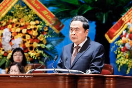 Le président de l’Assemblée nationale Trân Thanh Mân s'exprime lors du Congrès. Photo: VNA