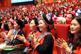 Les déléguées lors du 14e Congrès national de l'Union des femmes vietnamiennes. Photo: VNA