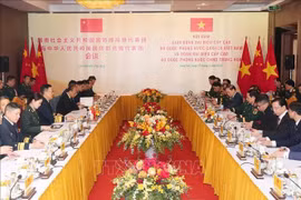Le ministre de la Défense Phan Van Giang s'entretient avec son homologue chinois, Dong Jun. Photo: VNA