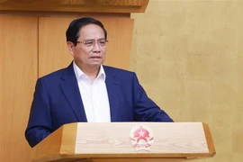 Le Premier ministre, Pham Minh Chinh s'exprime lors de la réunion. Photo: VNA