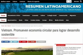 Le journal argentin Resumen Latinoamericano a récemment publié un article mettant en avant l'orientation de développement de l'économie circulaire pour le développement durable du Parti et de l'État du Vietnam. Photo: Captuyre d'écran de l'article