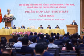 Le Premier ministre Pham Minh Chinh s'exprime lors de la réunion. Photo: VNA