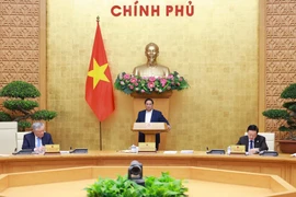 Le Premier ministre Pham Minh Chinh s'exprime lors de la réunion. Photo: VNA