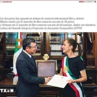 Photo de l'ambassadeur vietnamien Nguyen Van Hai et de la présidente mexicaine Claudia Sheinbaum sur Voces Del Periodista. Capture d'écran/VNA