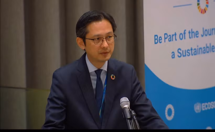 L’ambassadeur Dô Viêt Hung, chef de la Mission permanente du Vietnam auprès des Nations Unies s'exprime lors du débat. bphoto: VNA