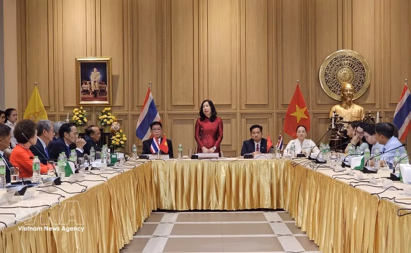 La vice-ministre des Affaires étrangères Le Thi Thu Hang s'exprime. Photo: VNA