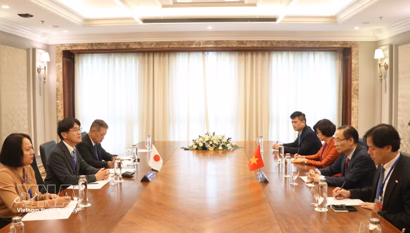Le membre du Bureau politique et ministre des Affaires étrangères Lê Hoai Trung (droite). Photo: VNA