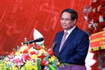 Le Premier ministre Pham Minh Chinh s'exprime lors du 12e Congrès de l’organisation du Parti de la VTV. Photo: VNA