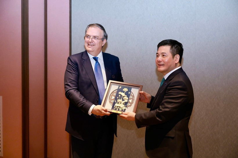 Le ministre vietnamien de l’Industrie et du Commerce, Nguyen Hong Dien (droite), et le secrétaire mexicain à l’Économie, Marcelo Ebrard Casaubon. Photo: VNA