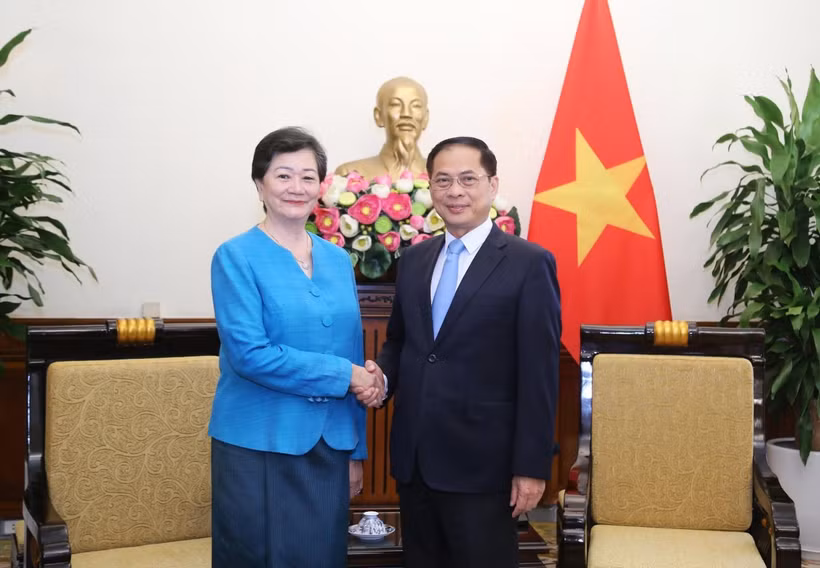 Le vice-Premier ministre Bui Thanh Son reçoit l'ambassadrice du Cambodge au Vietnam. Photo: VNA