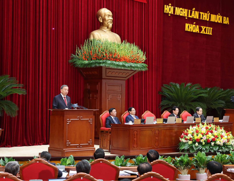 Le secrétaire général Tô Lâm à l’ouverture du 13ᵉ Plénum du Parti du 13ᵉ mandat. Photo: VNA