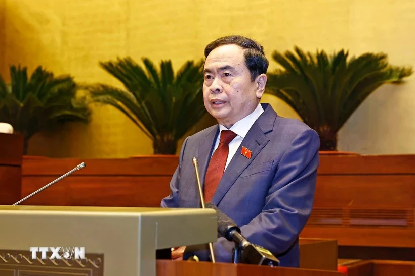 Le président de l’Assemblée nationale, Tran Thanh Man, prononce le discours inaugural. Photo: VNA