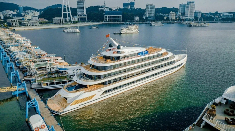 De nombreux navires de croisière de luxe sont investis par des entreprises pour accueillir les touristes visitant la baie d'Ha Long. Photo : vdstravel.com