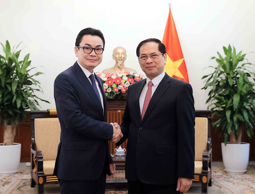 Le vice-Premier ministre et ministre des Affaires étrangères, Bui Thanh Son (droite), et le secrétaire d’État cambodgien, Ung Rachana. Photo: VNA