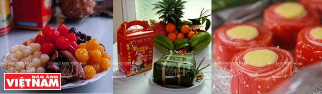 Les gâteaux et fruits confits traditionnels des Viêt. 
