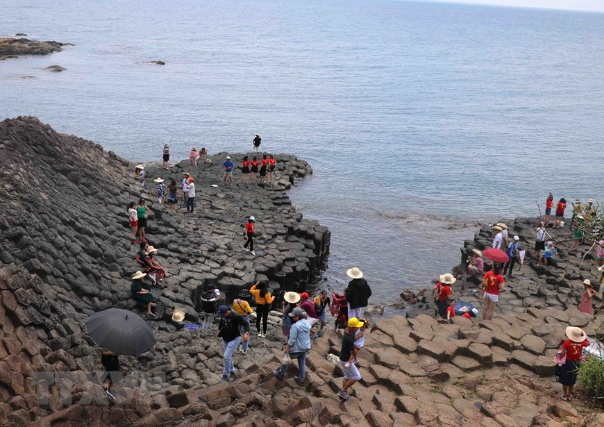 Située sur le territoire du district de Tuy An, à 40 km de la ville de Tuy Hoà, la falaise Da Dia, une plaque rocheuse de 50 m de large et de plus de 200 m de long, constitue un site impressionnant. Photo: VietnamPlus