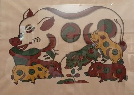 Une estampe de Dông Hô exposée. Photo: NDEL. 