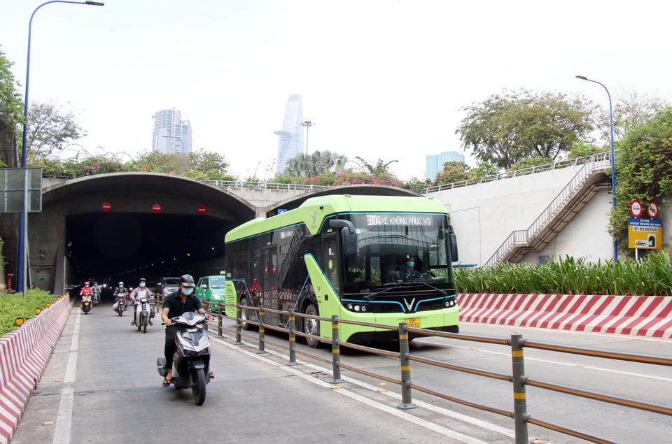 Essai de bus électrique à Ho Chi Minh-Ville en décembre 2021. 