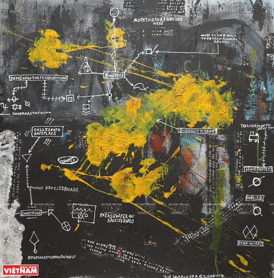 Une oeuvre exposée dans l'exposition ''Scroll'' de David Evans. Photo: VNA