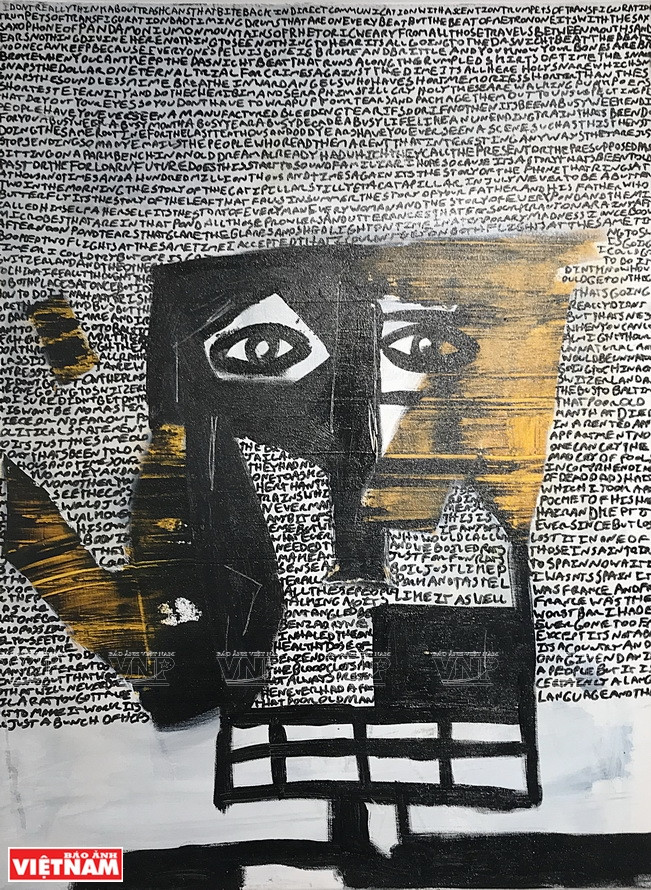 Une oeuvre exposée dans l'exposition ''Scroll'' de David Evans. Photo: VNA