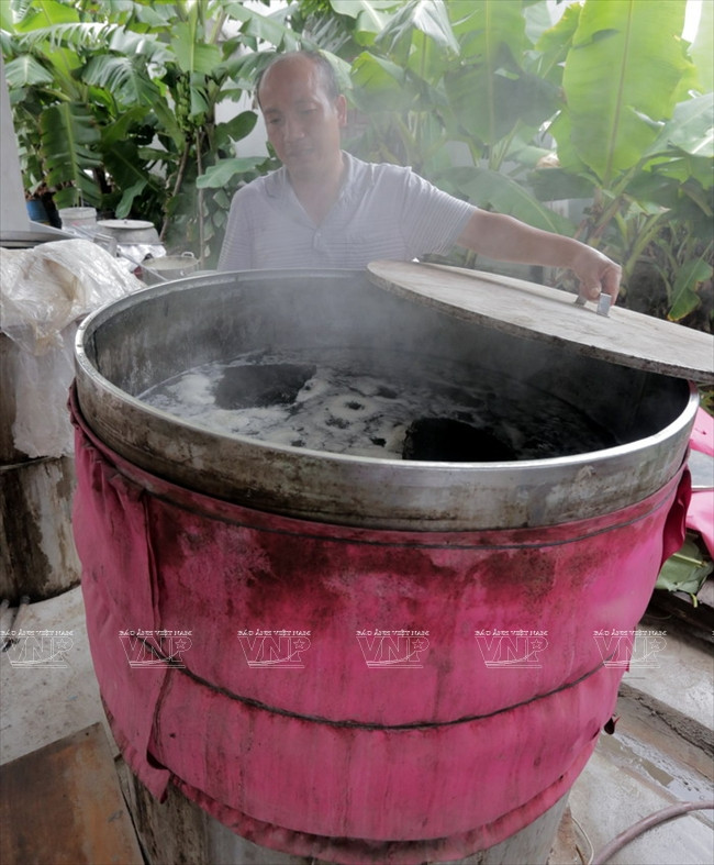 Une marmite électrique sert à cuire les bánh chưng.