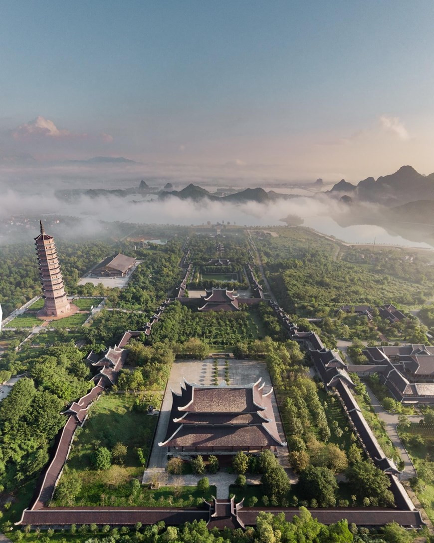 Située à 95 km de Hanoï, d'une superficie de 539 hectares, la pagode Bai Dinh est le plus grand complexe de temples en Asie du Sud-Est. Photo: Vietnam+ 