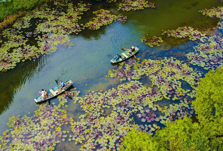 Thung Nang qui se trouve dans la commune de Ninh Hai, district de Hoa Lu, province de Ninh Binh, attire de plus en plus de touristes. 