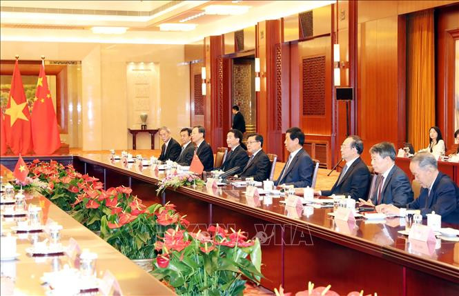 La délégation chinoise lors de l'entretien. 