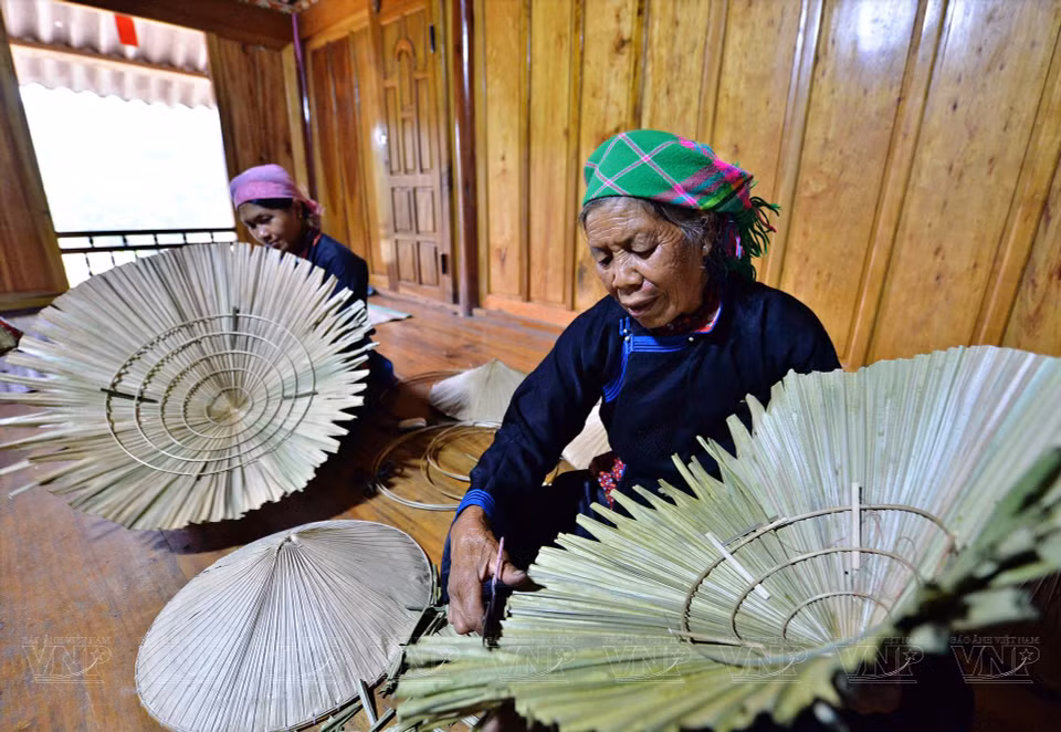  Ces chapeaux coniques sont fabriqués à partir de feuilles de palmier. Photo : VI 