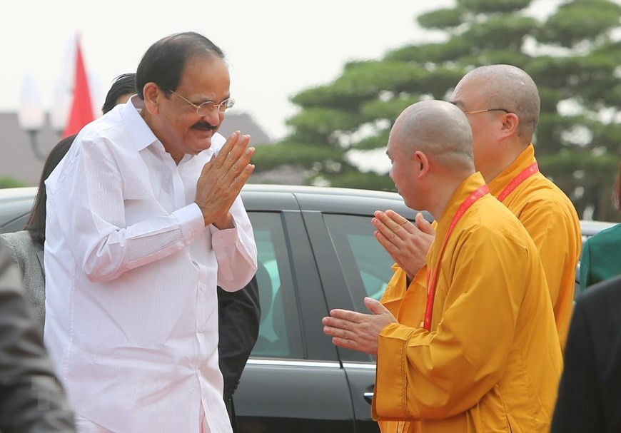  Le vice-président indien Venkaiah Naidu, qui préside également la Rajya Sabha, la Chambre haute du Parlement indien, participe à la cérémonie d’ouverture de la fête du Vesak 2019.