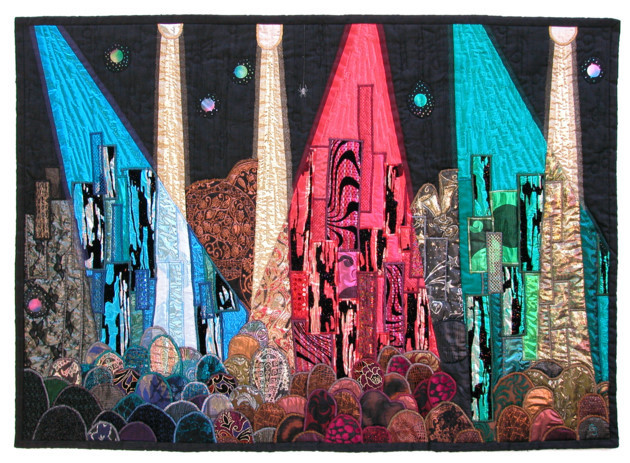 Catherine Juillerat allie dans ses broderies la modernité et la tradition. L’œuvre: Au rythme du printemps