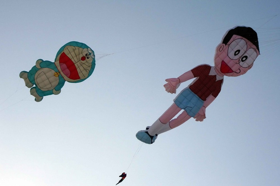 Il y a aussi des cerfs-volants inspirés de personnages de BD.