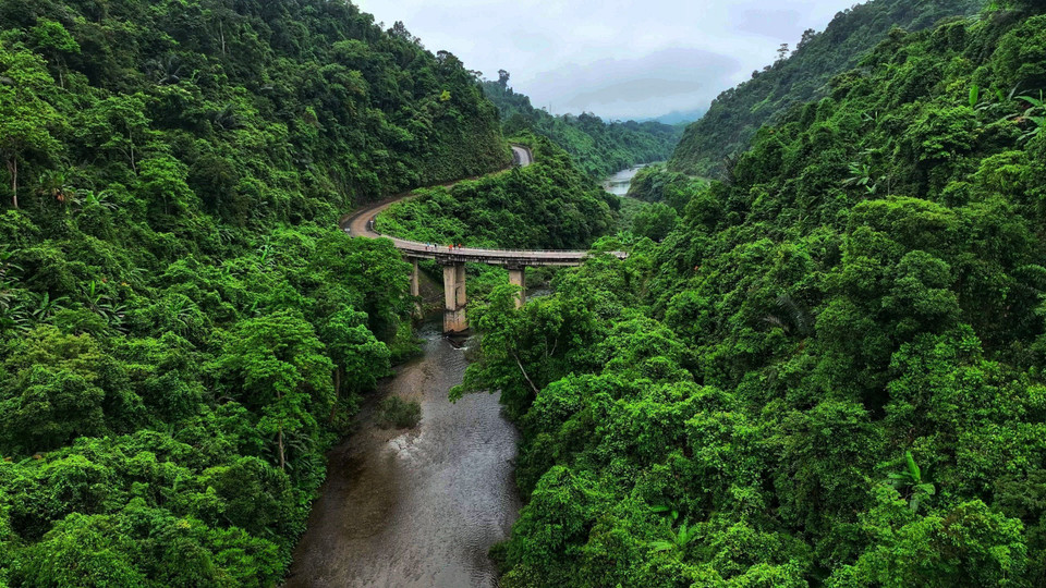 Un pont sur la route Ho Chi Minh passant la réserve naturelle de Dong Chau - Khe Nuoc Trong. 