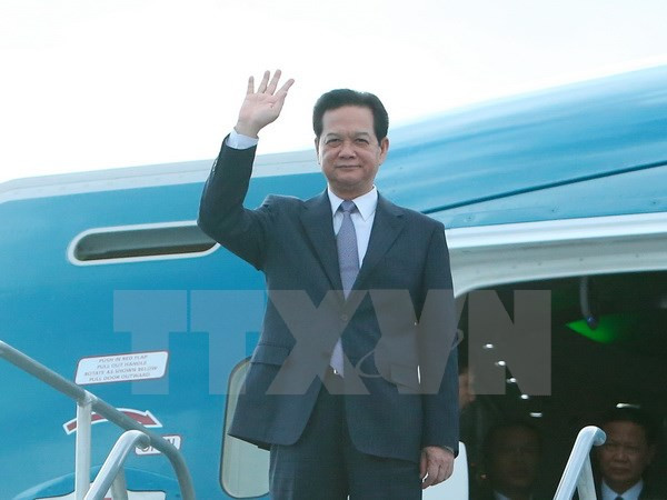 Le PM Nguyen Tan Dung à l’aéroport de Palm Springs, en Californie