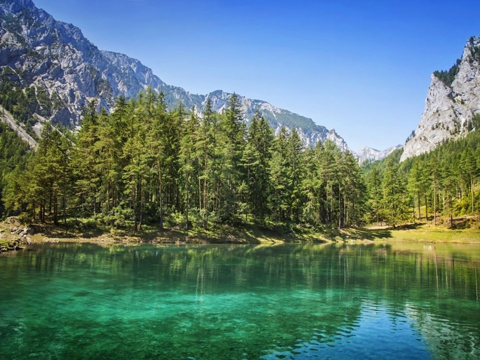 Le Grüner See (Lac vert) en Autriche. En automne, il s’assèche. Au printemps, lorsque la neige ​de la montagne Hochschwab et ​celles environnantes commence à fondre, ​il renaît. Sa profondeur maximale est d’environ 13 mètres. Credit photo : Huffington Post.