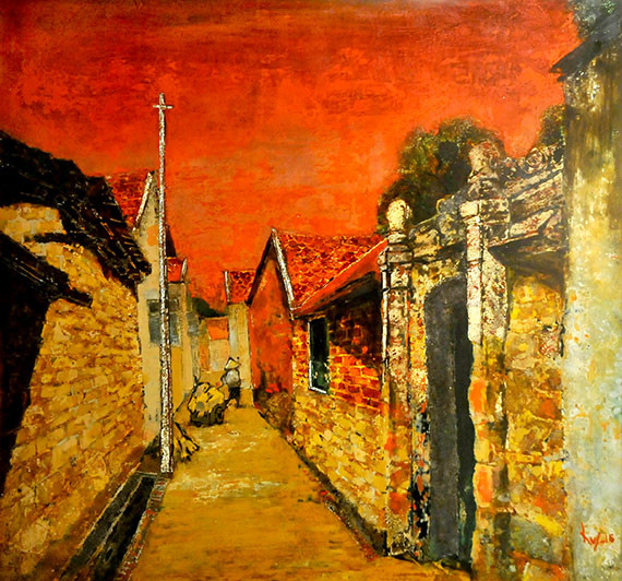  Oeuvre « L'après-midi à Duong Lam » de Phung Huy.