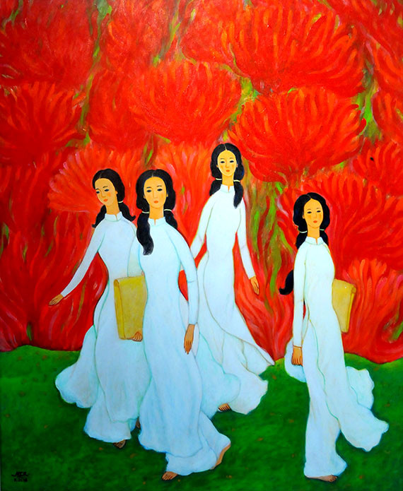 Oeuvre « Saison de la fleur de flamboyant » de My Trâm.