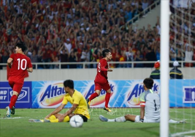 La joie de Quang Hai après son but. Photo: VNA