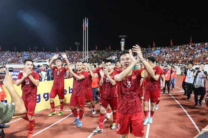 Avec ce résultat, les joueurs vietnamiens de l'entraîneur sud-coréen Park Hang-seo possèdent 4 points après deux matchs. Photo: VNA