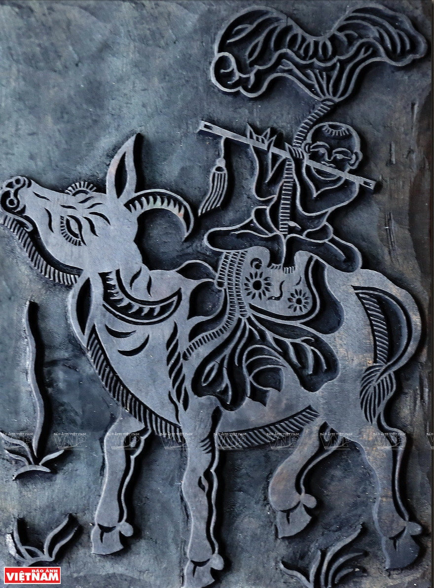 Planche « Chan trau thoi sao » (Garder des buffles en soufflant une flûte). 