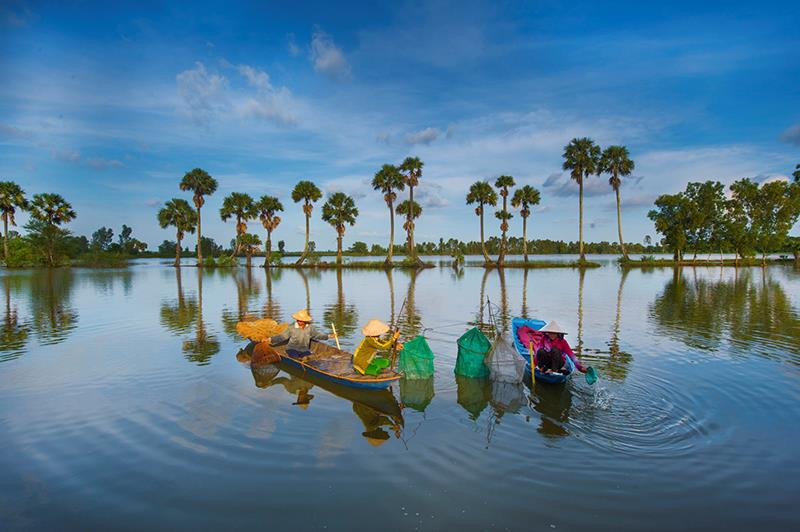 La beauté tranquille, douce et poétique d’An Giang pendant la « saison flottante ».