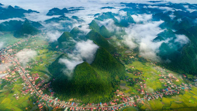 De nombreux touristes visitent le village de Tu Lê dans la province de Yên Bai (au Nord) entre septembre et octobre chaque année pour contempler les rizières de couleur jaune prêtes à être moissonnées.