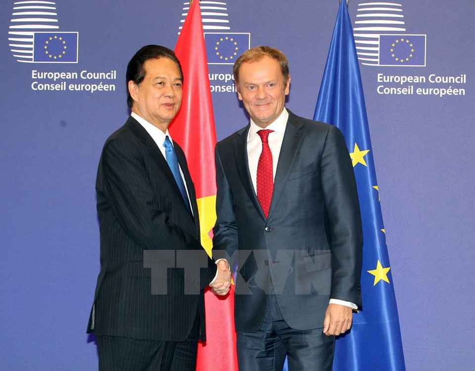 Le dirigeant vietnamien et le président du Conseil européen, Donald Tusk.