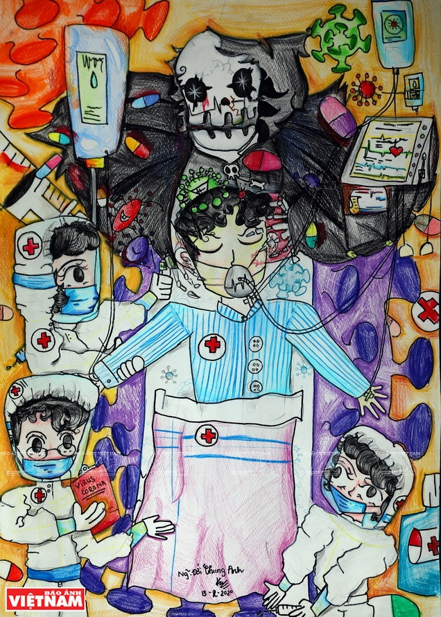 L'œuvre "Décès d'un médecin dans la lutte contre le coronavirus". Photo: VNP 