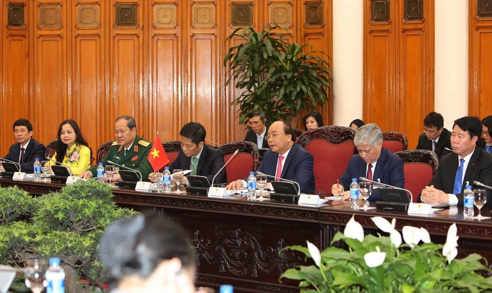 Le Premier ministre Nguyên Xuân Phuc et la délégation vietnamienne. 