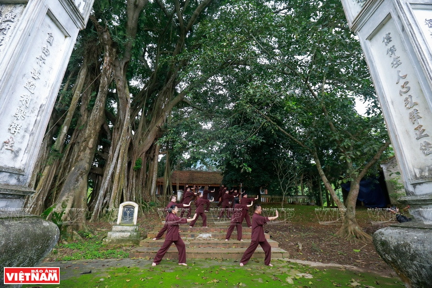 Une séance de pratique de "duong sinh tâm thể" (méditation sur la santé physique et mentale) à Ba Vi, Hanoi. Photo: VNP