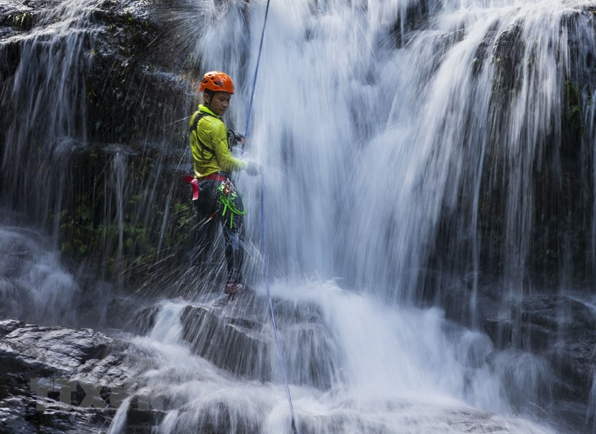 Des visiteurs viennent à Khe Nuoc Trong-Suoi Tien pour découvrir la beauté sauvage.