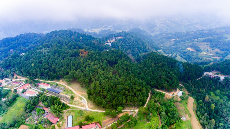  Depuis la ville de Ha Giang, prendre l’autoroute 4C traversant le district de Quan Ba, à travers des routes sinueuses vers Yen Minh, une belle et paisible zone de la province de Ha Giang. Dès l’arrivée, on peut admirer la beauté poétique de la forêt de pins, également considérée comme la "deuxième Da Lat" du Vietnam. Ici, on sera surpris par les paysages et la beauté des jeunes filles des montagnes. En plus, à Yen Minh, il y a de belles forêts de pins qui, étonnamment, nous emmènent dans de vastes prairies verdoyantes au cœur des chaines de montagnes. Photo : Vietnamplus